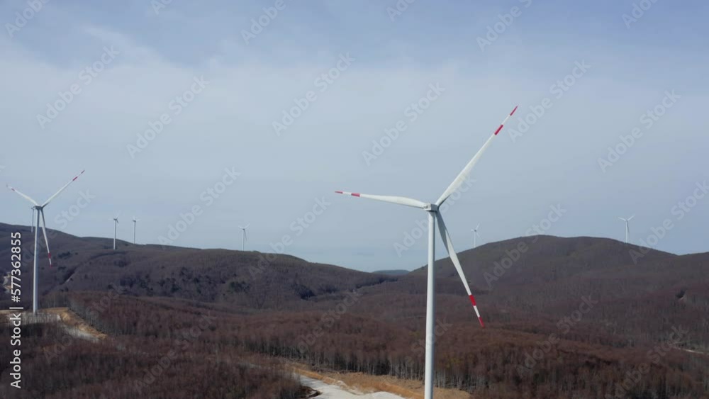 Aerial view of Wind Turbines in Yalova. 4K Footage in Turkey Aerial view of Wind Turbines in Yalova. 4K Footage in Turkey