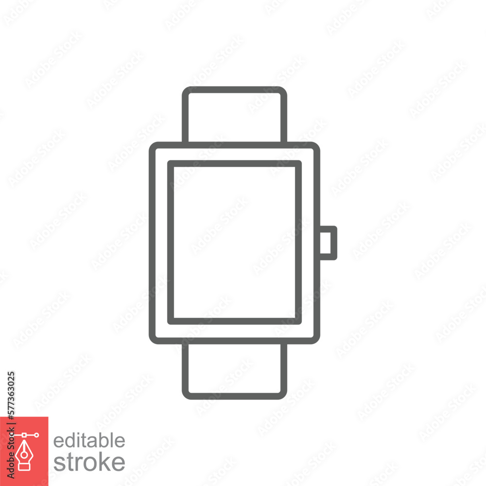 Smart watch line icon. Simple outline style. Wearable, digital clock, smartwatch technology concept. Vector illustration isolated on white background. Editable stroke EPS 10. Smart watch line icon. Simple outline style. Wearable, digital clock, smartwatch technology concept. Vector illustration isolated on white background. Editable stroke EPS 10.