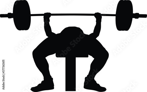 athlete powerlifter bench pressing black silhouette