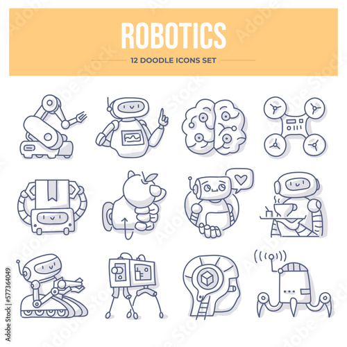 Robotics Doodle Icons