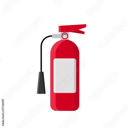 Fire extinguisher. Handheld active fire protection cylindrical device. Filled with a dry or wet chemical used to extinguish or control small fires in emergencies. Vector illustration, flat, clip art. 