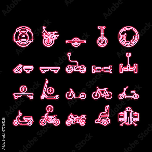 Personal Transport neon glow icon illustration