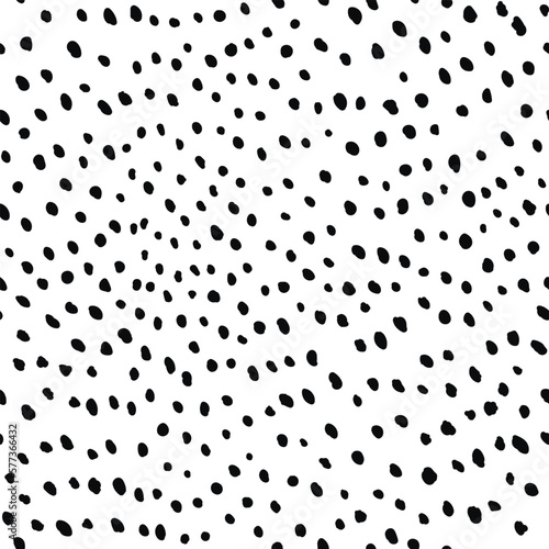 Abstract modern dalmatian fur seamless pattern. Animals trendy background. Black and white decorative vector illustration for print, card, postcard, fabric, textile. Modern ornament of stylized skin
