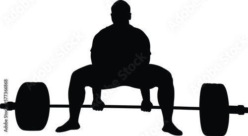 front view athlete powerlifter deadlifting black silhouette