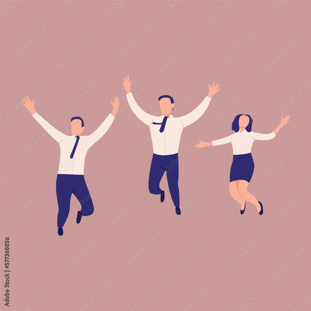 Vector jumping business people celebrating office
Vector jumping business people celebrating office