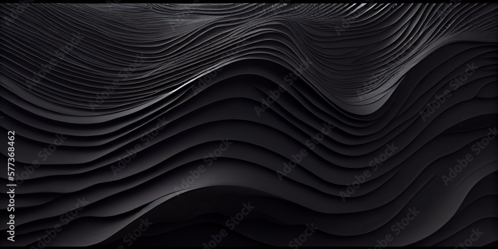 Black fluid swirling background, generative Ai