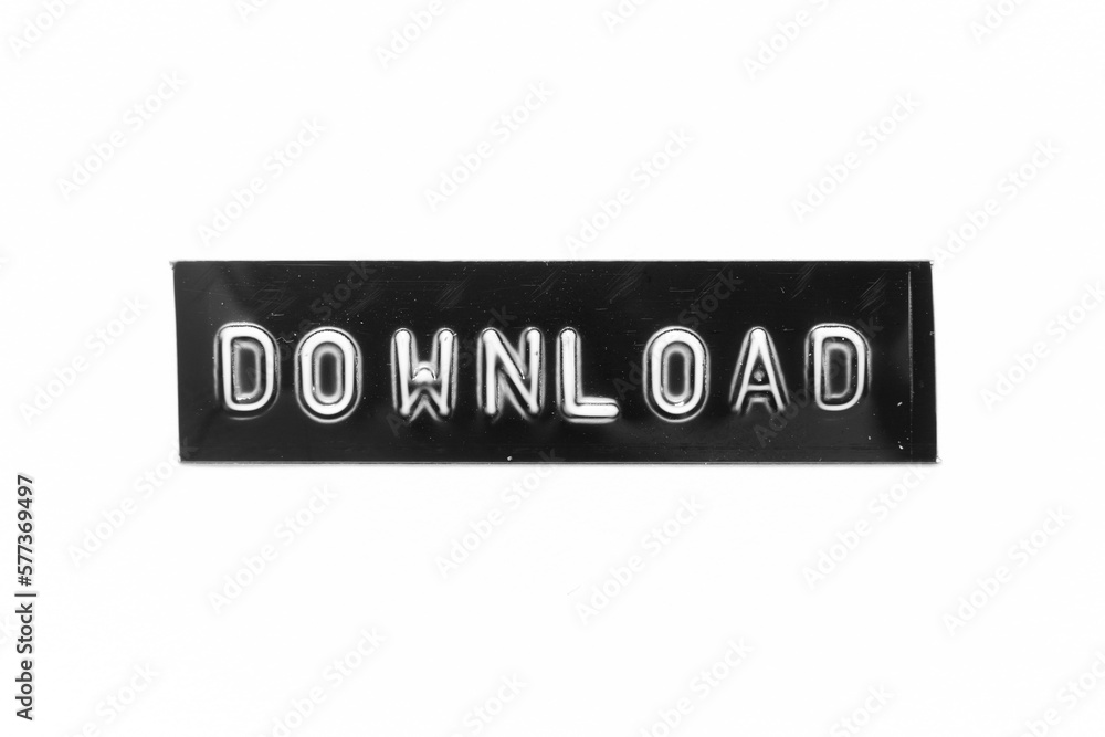 Black color banner that have embossed letter with word download on white paper background Black color banner that have embossed letter with word download on white paper background