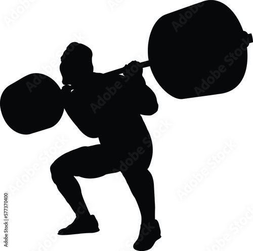 male athlete powerlifter squatting black silhouette