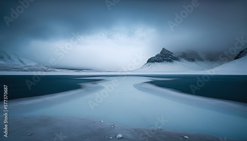 Smooth Ice and Ethereal Fog: An Enchantment of Glacial Minimalist Landscape - Generative Ai