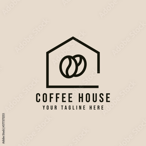 coffee house shop with line art style logo vector icon design. business symbol template illustration