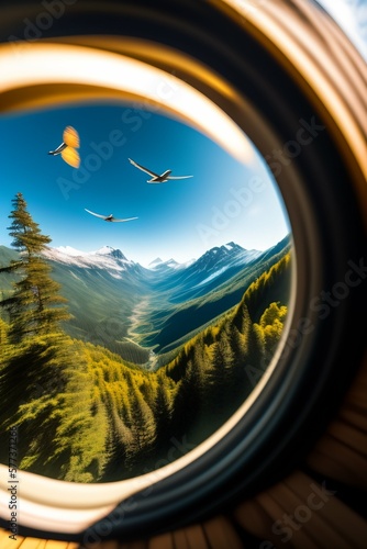 Wide forest through a window 