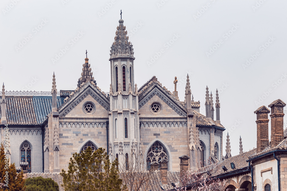 Obraz premium The landmark Hongjialou Catholic Church in Jinan, Shandong province