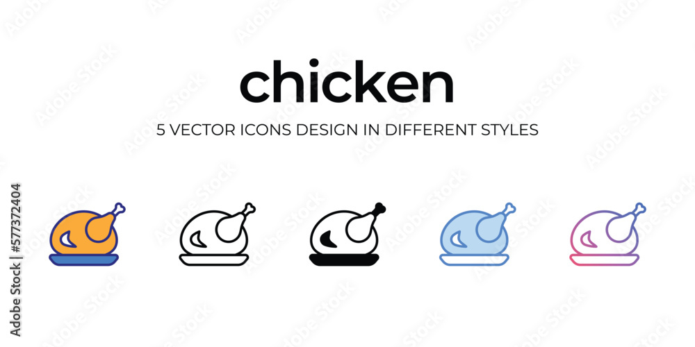 chicken Icon Design in Five style with Editable Stroke. Line, Solid, Flat Line, Duo Tone Color, and Color Gradient Line. Suitable for Web Page, Mobile App, UI, UX and GUI design. chicken Icon Design in Five style with Editable Stroke. Line, Solid, Flat Line, Duo Tone Color, and Color Gradient Line. Suitable for Web Page, Mobile App, UI, UX and GUI design.