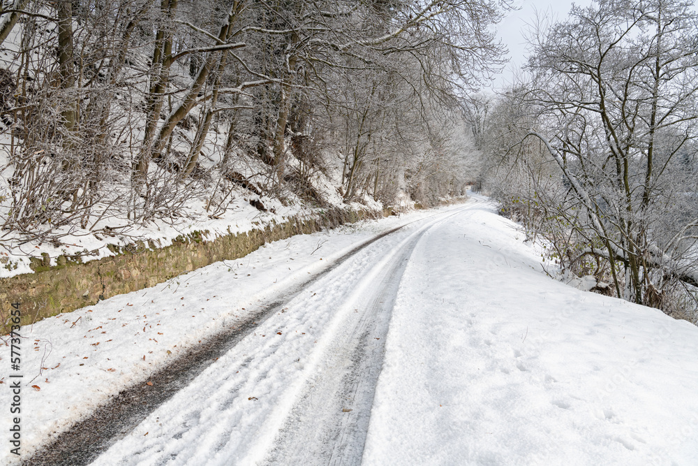 Snow covered lane in the Scottish Borders in the United Kingdom Snow covered lane in the Scottish Borders in the United Kingdom