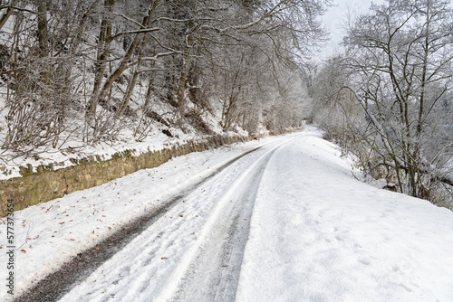 Snow covered lane in the Scottish Borders in the United Kingdom © dvlcom