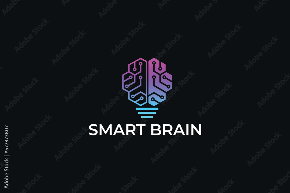Bulb with smart brain logo design template Bulb with smart brain logo design template