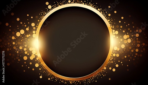 A golden bokeh frame with circular and hexagonal-shaped lights that create an elegant and inviting atmosphere. The blank center allows for customization and makes it perfect for graphic design
