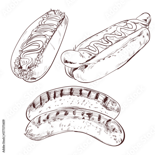 hotdog hand drawn illustration