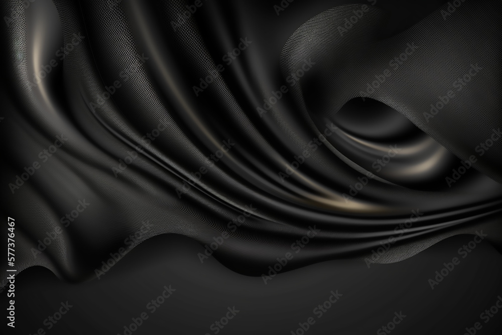 Black luxury fabric background with copy space, Generative AI Black luxury fabric background with copy space, Generative AI