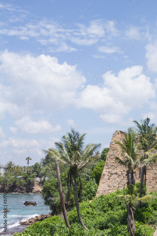 Beautiful view of famous buildings in Fort Galle, Sri Lanka, on a sunny day