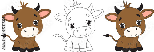 calf, character flat style, sketch on white background isolated vector