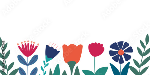 flowers template flat style white background isolated vector