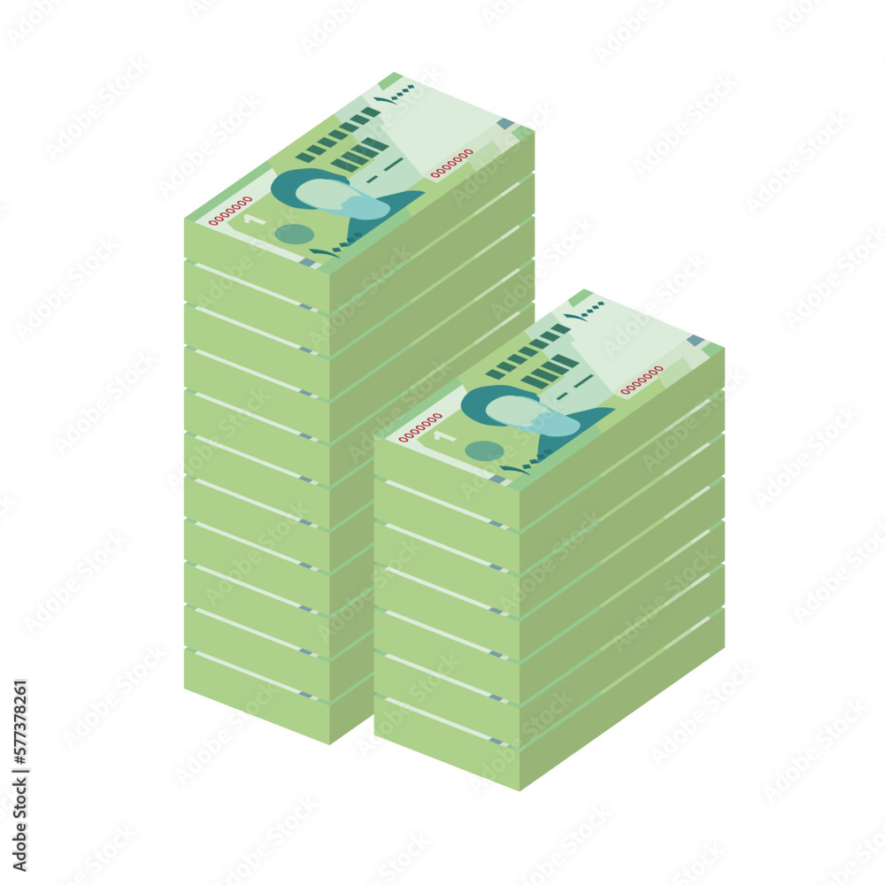 Iranian Rial Vector Illustration. Iran, Afghanistan, Hajj, Syria money set bundle banknotes. Paper money 10000 IRR. Flat style. Isolated on white background. Simple minimal design. Iranian Rial Vector Illustration. Iran, Afghanistan, Hajj, Syria money set bundle banknotes. Paper money 10000 IRR. Flat style. Isolated on white background. Simple minimal design.