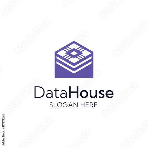 modern data house storage logo