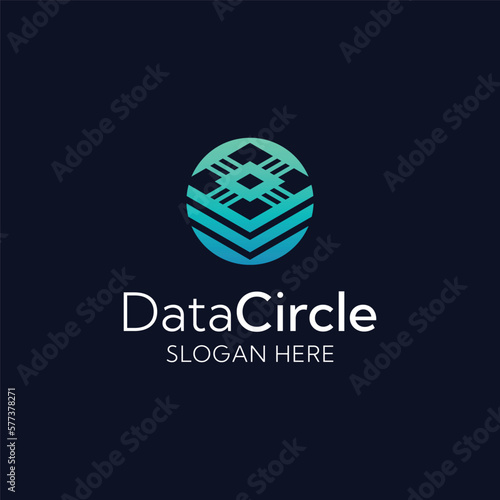 modern digital data storage circle logo