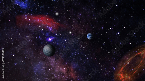 Fototapeta Naklejka Na Ścianę i Meble -  Fantasy space scene with planets and stars