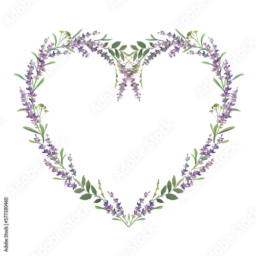 Lavender heart. Lavender frame design. Vector illustration