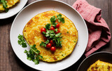 Spanish omelette with potatoes and onion, typical Spanish cuisine. Spanish tortilla. Rustic dark background. top view