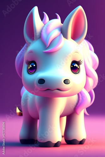 3D Unicorn cute laser focus in colorful background. 3D Illustration © jmgdigital