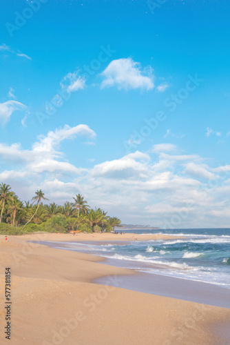Beautiful view of the tropical beach of Sri Lanka on a sunny day