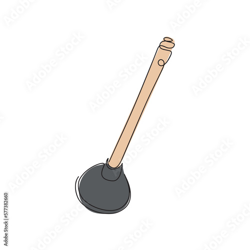 Icon of the plunger cleaning line. A symbol for cleaning pipes from blockages. Drawing of the plunger line icon. Vector illustration