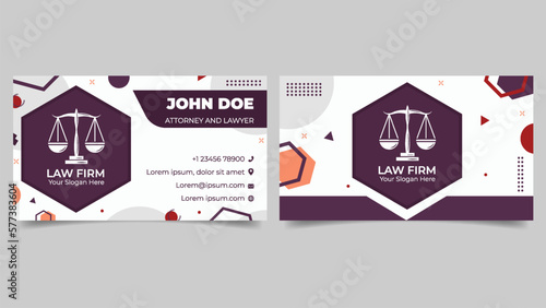 Law Firm Business Card Template with Memphis Geometric Style