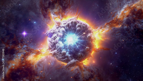 Cosmic Debris from a Supernova Explosion in Space with Stars and Galaxies  Generative AI
