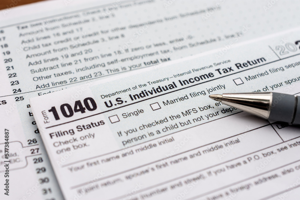 US individual Income tax return document. People have to fill the 1040 form every year to declare their income from the previous year to the Internal Revenue Service of the Department of Treasury US individual Income tax return document. People have to fill the 1040 form every year to declare their income from the previous year to the Internal Revenue Service of the Department of Treasury