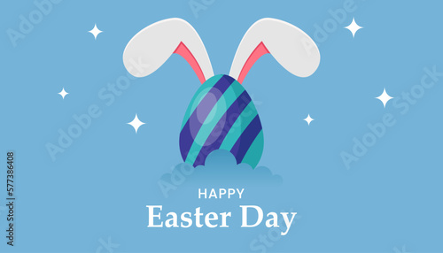 Happy Easter Day Design. illustration of a colorful egg with cute bunny ears.