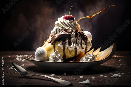 Fotografia, Obraz Indulge in Decadence with a Mouthwatering Banana Split