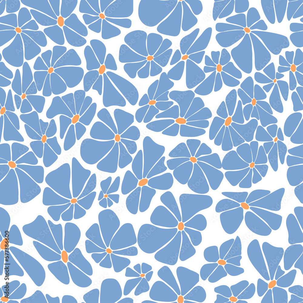 Retro floral seamless pattern with Groovy Daisy Flower Retro floral seamless pattern with Groovy Daisy Flower