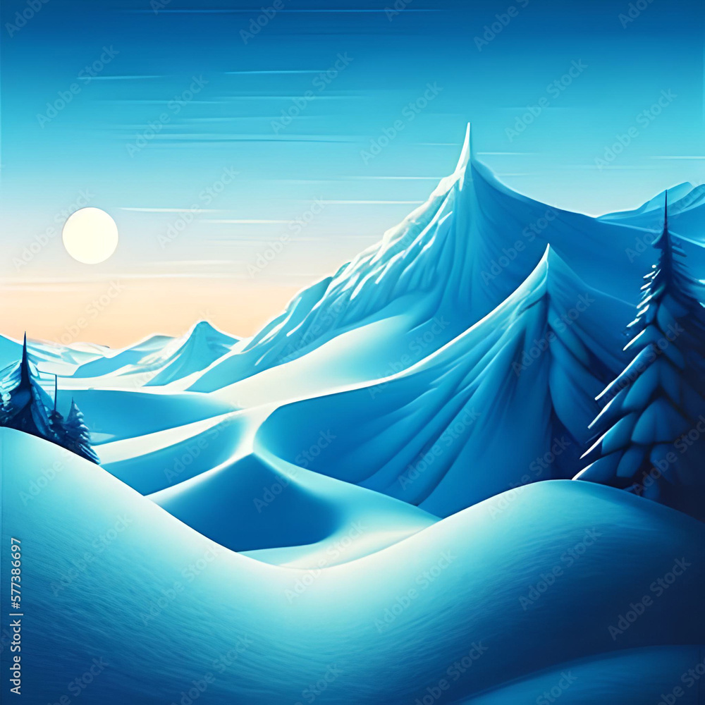 Cartoon winter landscape illustration. AI generated illustration Cartoon winter landscape illustration. AI generated illustration