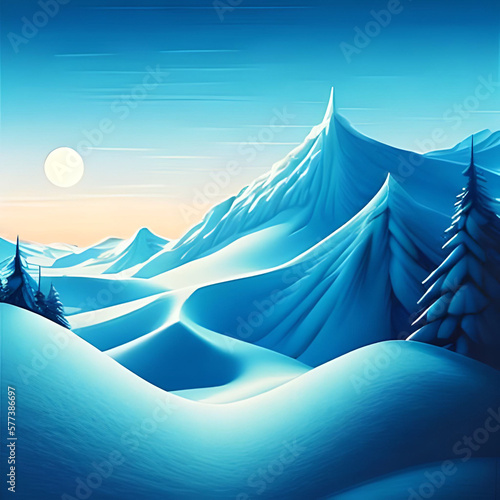 Cartoon winter landscape illustration. AI generated illustration