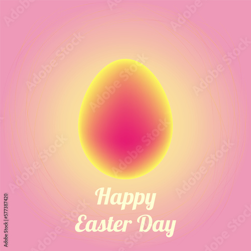 Pink card with yellow easter egg - happy easter day.