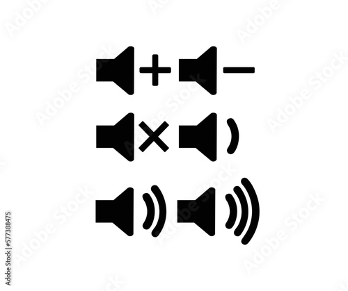 Set of volume icons. Sound icons set. Sound volume control symbol. Speaker volume icon, audio voice sound symbol, media vector design and illustration.

