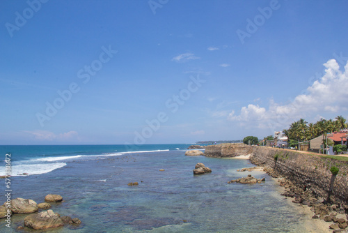 Beautiful view of famous buildings in Fort Galle, Sri Lanka, on a sunny day