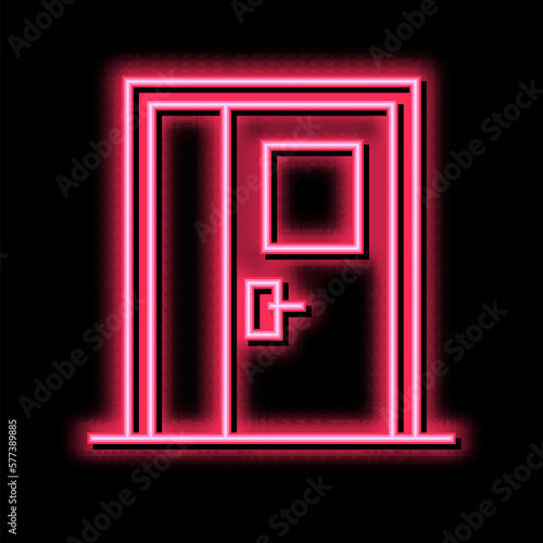 metallic door neon glow icon illustration