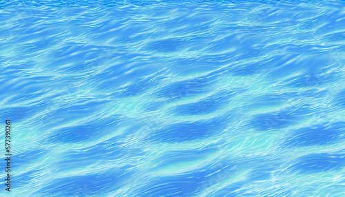 Water surface with sun light reflection and ripples on surface background. clear pool, sea or blue ocean, top view. Generative ai © artem