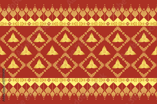 Thai Sarong Lam Duan Flower Floral Ethnic Pattern Textile. Motif vine. Vintage Songket Asian, Thai, Laos, Brunei, Indonesian, Chinese, Indian. Design for textiles, clothing, carpet, fabric, home decor