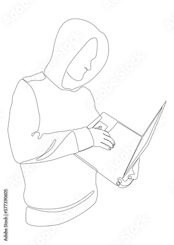 One continuous line of a Computer Hacker. Thin Line Illustration vector concept. Contour Drawing Creative ideas.